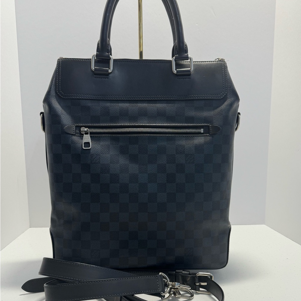 Louis Vuitton Cobalt Blue and Black Damier Graphite Vertical Tote Backpack